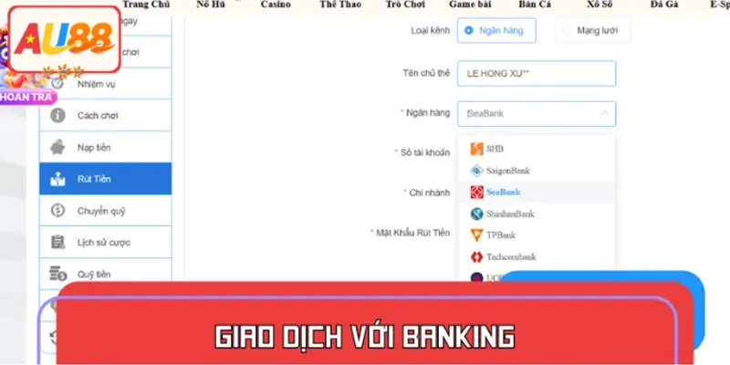 Hướng dẫn người chơi rút tiền bằng nhiều kiểu thức