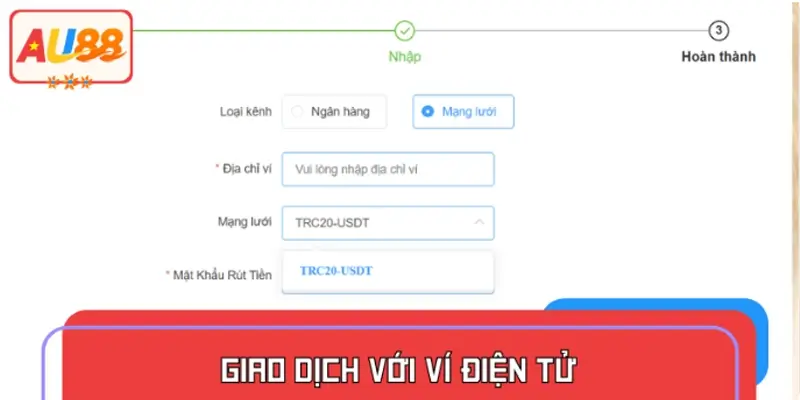 Thực hiện nhanh chóng trên rút tiền bằng ví điện tử